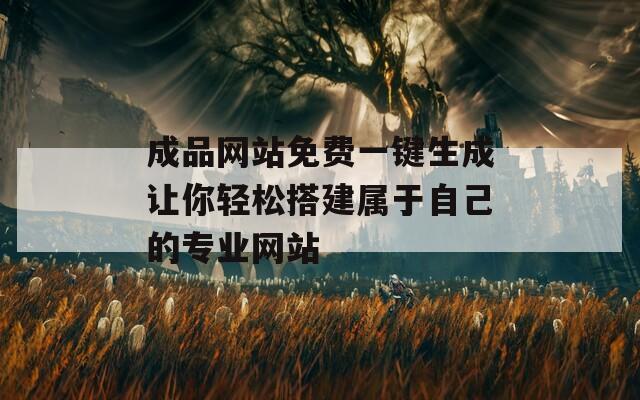 成品网站免费一键生成让你轻松搭建属于自己的专业网站