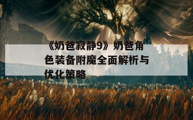 《奶爸寂静9》奶爸角色装备附魔全面解析与优化策略