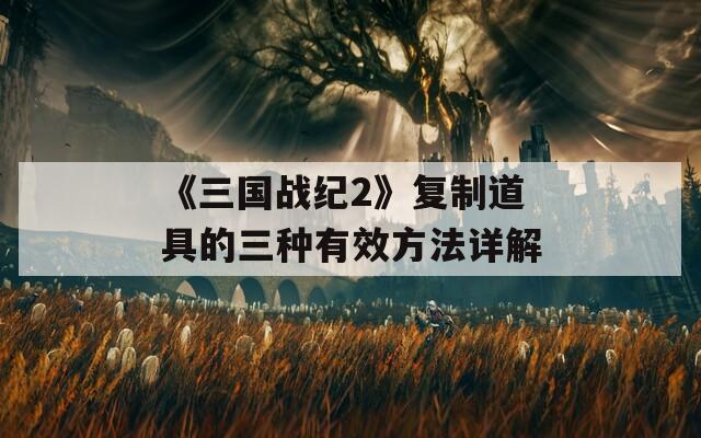 《三国战纪2》复制道具的三种有效方法详解