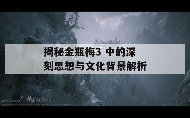 揭秘金瓶梅3 中的深刻思想与文化背景解析  第1张