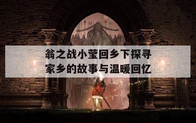 翁之战小莹回乡下探寻家乡的故事与温暖回忆  第1张