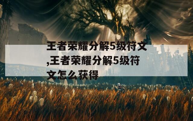 王者荣耀分解5级符文,王者荣耀分解5级符文怎么获得  第1张