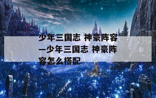少年三国志 神豪阵容—少年三国志 神豪阵容怎么搭配  第1张