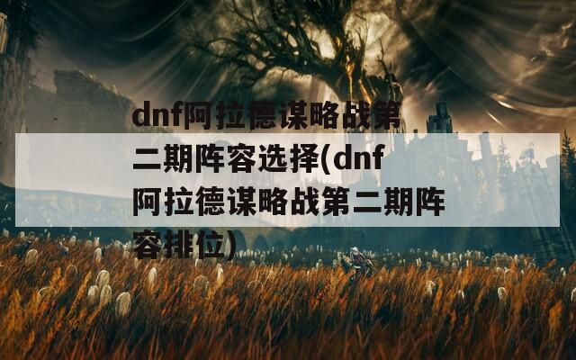 dnf阿拉德谋略战第二期阵容选择(dnf阿拉德谋略战第二期阵容排位)