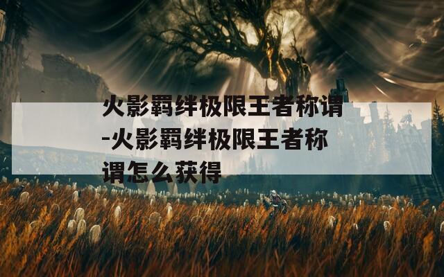 火影羁绊极限王者称谓-火影羁绊极限王者称谓怎么获得  第1张