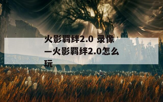火影羁绊2.0 录像—火影羁绊2.0怎么玩  第1张