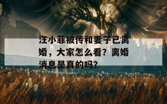 汪小菲被传和妻子已离婚，大家怎么看？离婚消息是真的吗？