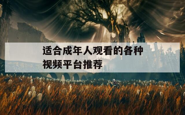 适合成年人观看的各种视频平台推荐  第1张