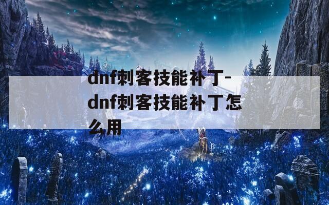 dnf刺客技能补丁-dnf刺客技能补丁怎么用  第1张