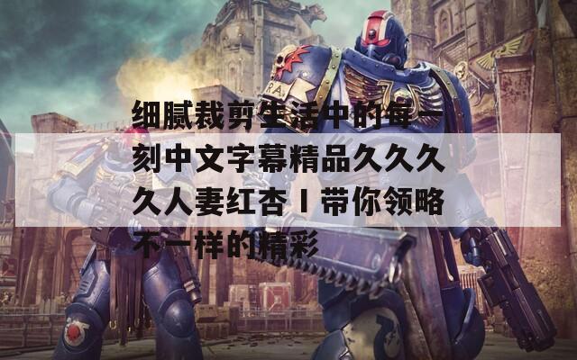 细腻裁剪生活中的每一刻中文字幕精品久久久久人妻红杏Ⅰ带你领略不一样的精彩  第1张