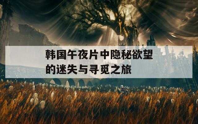 韩国午夜片中隐秘欲望的迷失与寻觅之旅