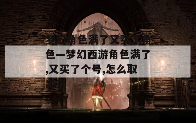 梦幻角色满了又买了角色—梦幻西游角色满了,又买了个号,怎么取出来